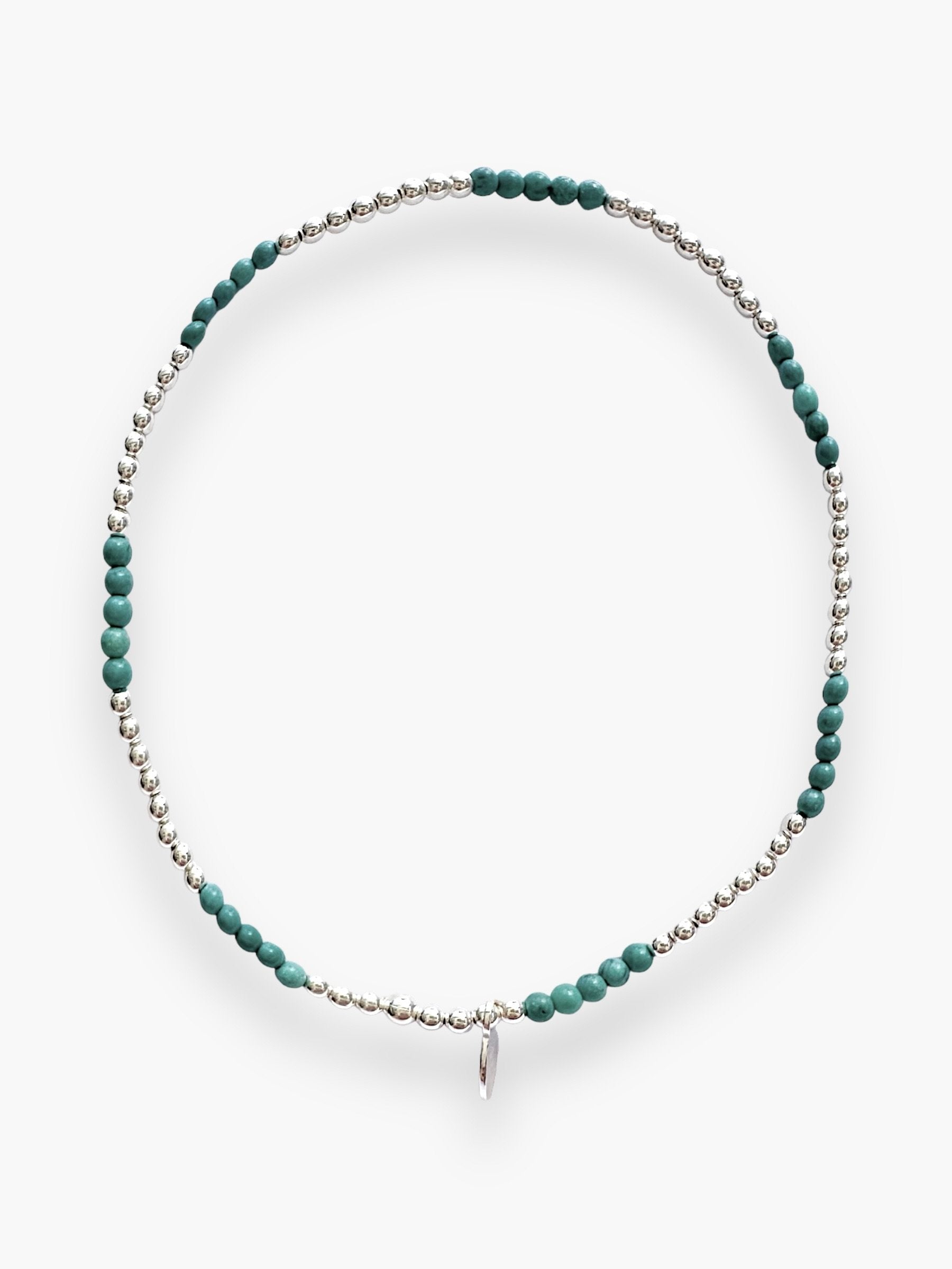 Silver Turquoise Bead Bracelet